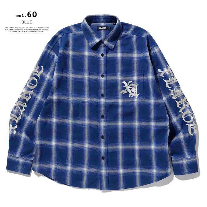 XLARGE エクストララージ OLDENGLISHL/SFLANNELSHIRTXLARGE オールドイングリッシュロゴ刺繍長袖フランネルシャツ 101233014004/　２０２３AW / ※｜jeansstation｜13