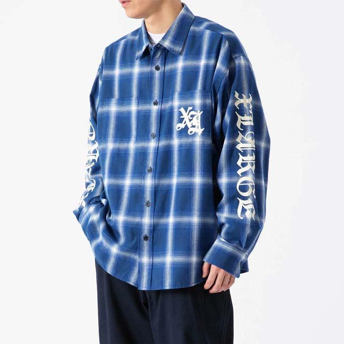 XLARGE エクストララージ OLDENGLISHL/SFLANNELSHIRTXLARGE オールドイングリッシュロゴ刺繍長袖フランネルシャツ 101233014004/　２０２３AW / ※｜jeansstation｜03