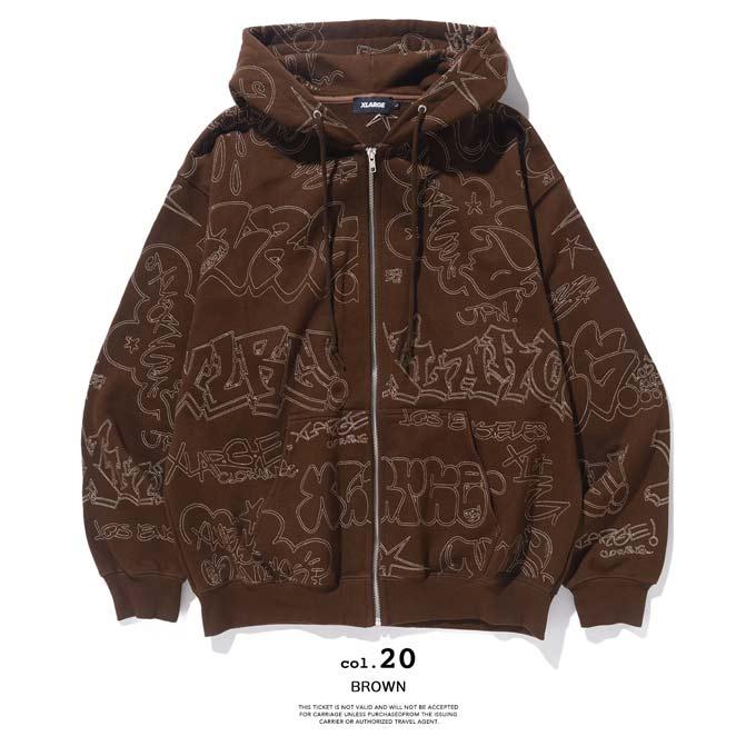 XLARGE エクストララージ EMBROIDERED ALLOVER LOGO ZIPUP XLARGE エクストララージ EMBROIDERED ALLOVER LOGO ZIPUP