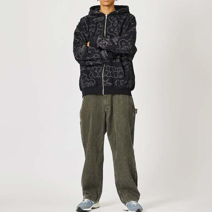 XLARGE（エクストラ ラージ） EMBROIDERED ALLOVER LOGO ZIPUP HOODED