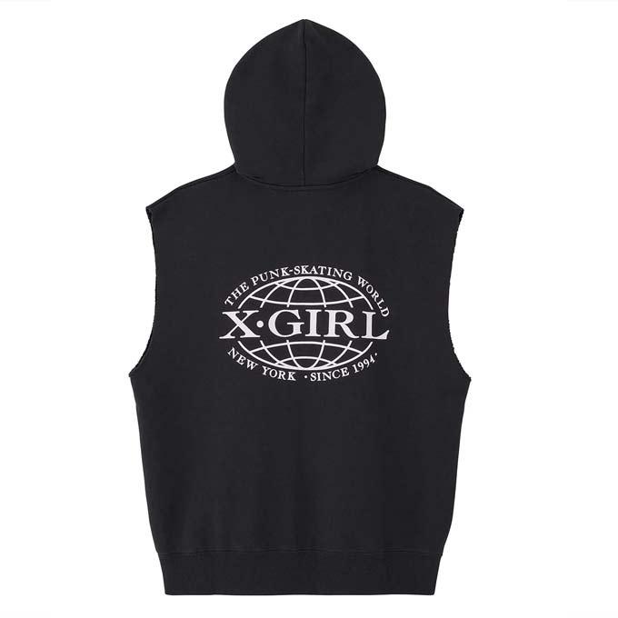 X-girl エックスガール X-GIRL WORLD LOGO ZIP UP SWEAT VEST X-girl エックスガール X-GIRL WORLD LOGO ZIP UP SWEAT VEST