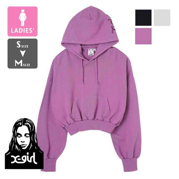 「 X-girl エックスガール 」 EMBROIDERED MILLS LOGO COMPACT SWEAT HOODIE X-girl ミルズロゴ刺繍コンパクトスウェットフーディー 105234012013 / x-girl エックスガール パーカー フーディ  / X-girl（エックスガール） EMBROIDERED MILLS LOGO COMPACT SWEAT