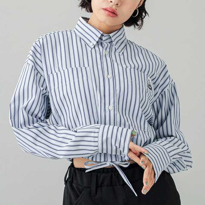 X-girl（エックスガール） FACE LABEL CROPPED L/S SHIRT フェイス