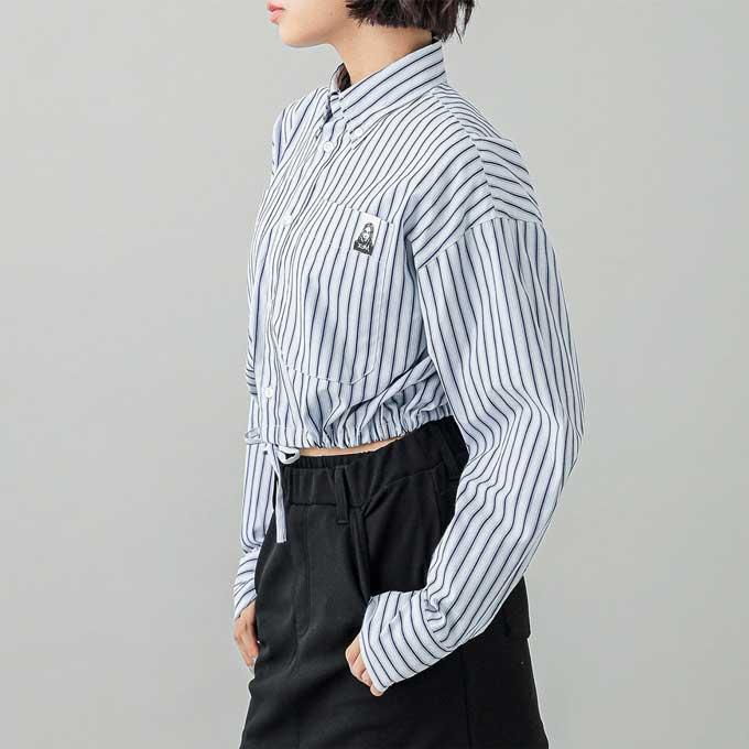 X-girl（エックスガール） FACE LABEL CROPPED L/S SHIRT フェイス