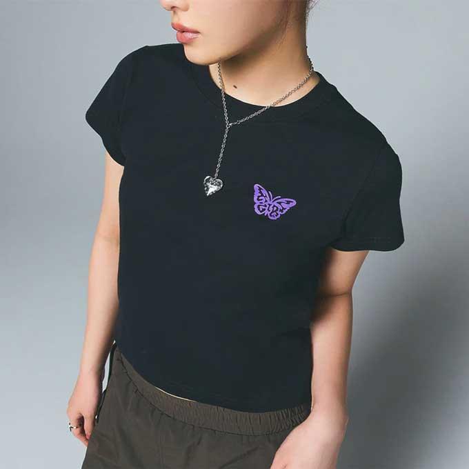 Sunny Girl 半袖Tシャツ　2枚セット X-girl（エックスガール） LOGO AND BUTTERFLY 2P S/S BABY TEE ロゴ