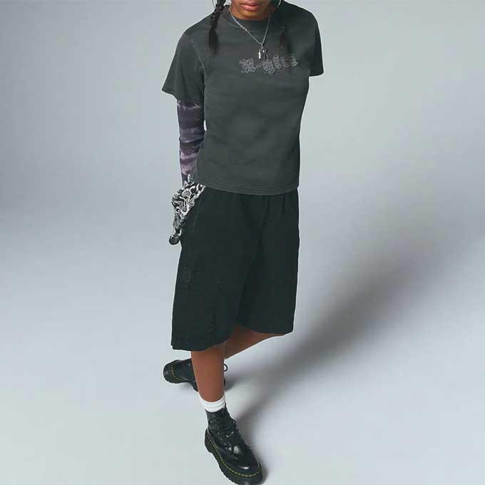 X-girl（エックスガール） FADED FACE EASY HALF PANTS フェイデッド