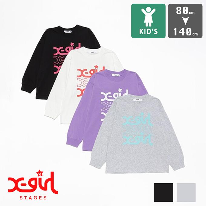 X-girl Stages エックスガール ステージス ミルズ ロゴ 長袖 Tシャツ  