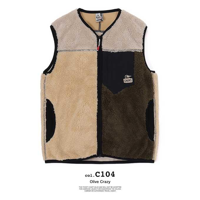 CHUMS（チャムス） Bonding Fleece No Collar Vest ボンディングフリー