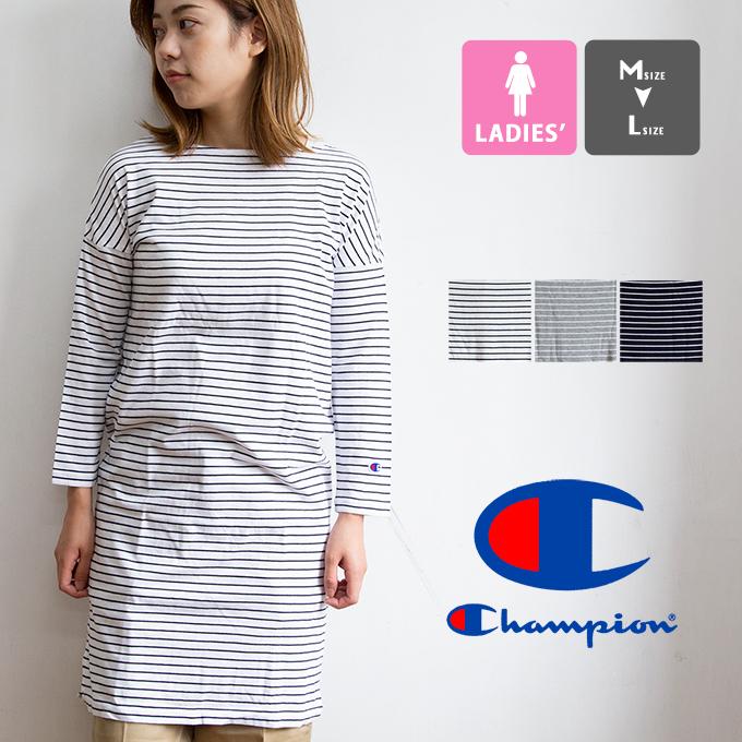 Sale Champion チャンピオン ウィメンズ ボートネック 3 4スリーブ ボーダー ワンピース Cw Q401 Cw Q401 ジーンズステーション Yahoo 店 通販 Yahoo ショッピング