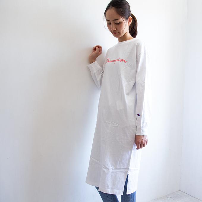 冬sale Champion チャンピオン ウィメンズ 筆記体 刺繍ロゴ 長袖 Tシャツ ワンピース Cw Q404 aw Cw Q404 ジーンズステーション Yahoo 店 通販 Yahoo ショッピング