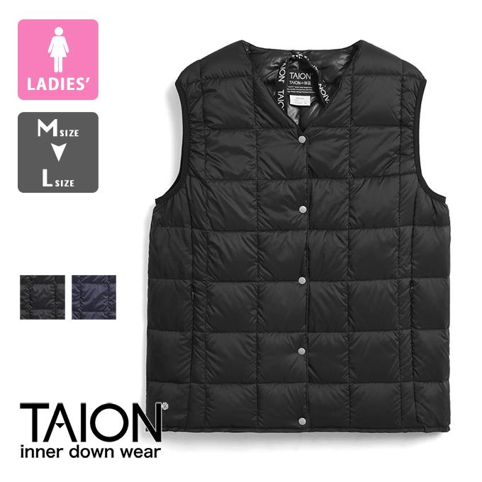 TAION（タイオン） WOMEN ベーシック Vネック ボタン インナー ダウン