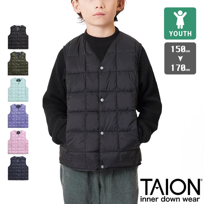【SALE!!】 【 TAION タイオン 】 YOUTH ユース Vネック ボタン インナーダウンベスト TAIONY001 / 22AW