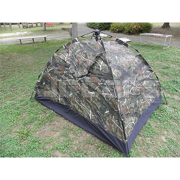 設営簡単 ワンタッチテント ドームテント 1〜3人用 200cm×150cm 迷彩