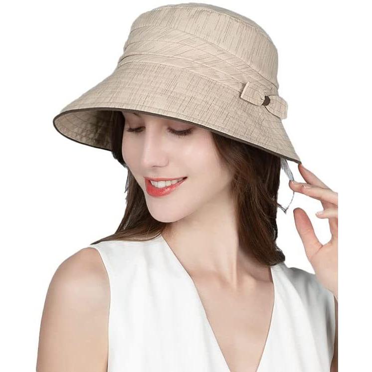 綿100 Uvカット帽子 あご紐自転車 レディース 帽子 帽子小顔効果 春夏紫外線対策おしゃれよけリボン 飛ばない コンビニ受取対応商品 レディース