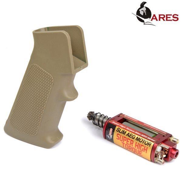 ARES M4 スリムピストルグリップ デザートカラー + スーパーハイトルク スリム AEG モーター セット