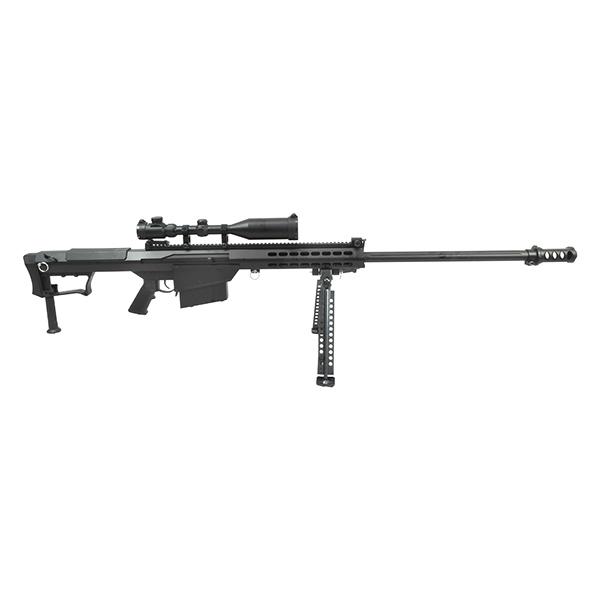 SNOW WOLF バレットM107 (対物ライフル) エアコッキングガン スコープセット BARRETT FIREARMS ライセンス刻印ver ブラック |  | 01