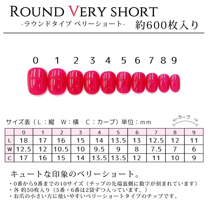 ラローナ [ ラウンドベリーショート ] ネイルチップ ( クリア ) 600枚