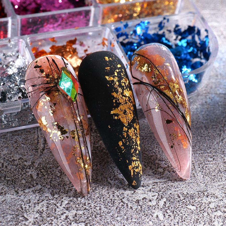 在庫限り [ LALONA ] 6カラーフレークセット(SY-147) 金箔 / 銀箔