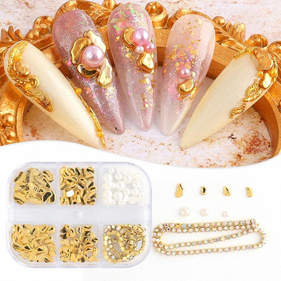 セール［ LALONA ］メタル系ネイルパーツセット ( 5タイプ ) メタル