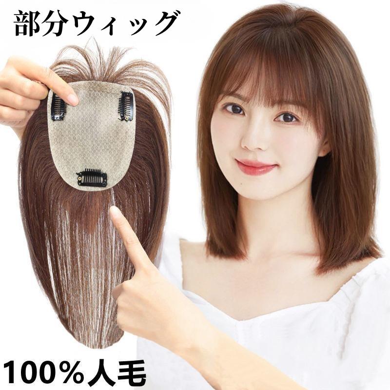 ウィッグ 人毛 100% ヘアピース 部分ウィッグ ロング-