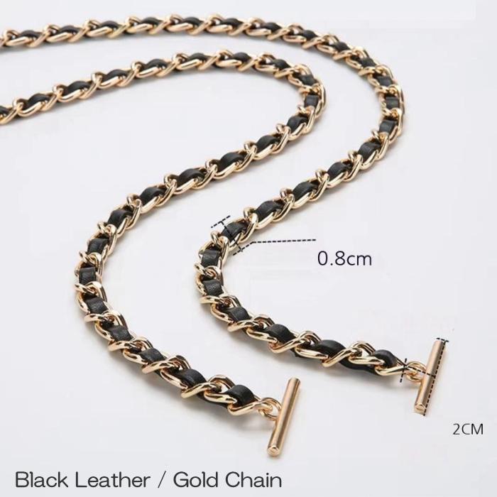 チェーンショルダーストラップ Tバー金具 レザー編み込み 取替交換用