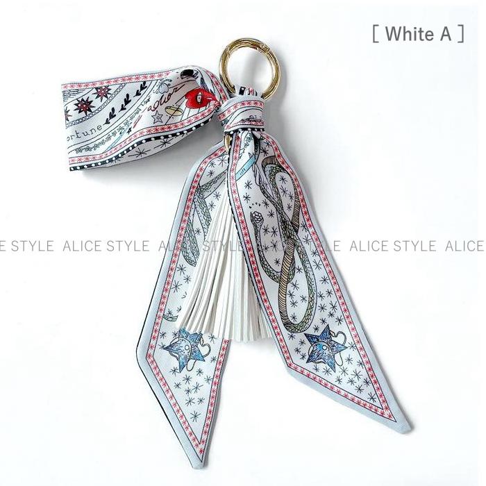 スカーフ装飾タッセル HMS キーホルダー リング バッグチャーム