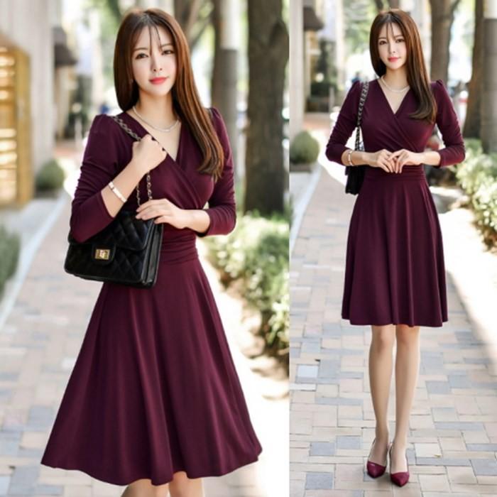 カシュクールワンピース ワンピ 膝丈 フレアワンピ 長袖 無地 ジャージー ワンピース 40代 50代 ファッション セクシー 春 Es 3151 Jennie Alice 通販 Yahoo ショッピング