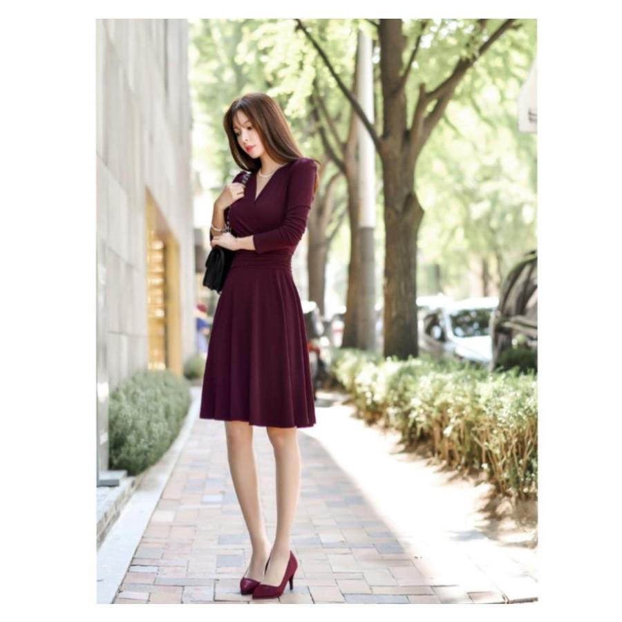 カシュクールワンピース ワンピ 膝丈 フレアワンピ 長袖 無地 ジャージー ワンピース 40代 50代 ファッション セクシー 春 Es 3151 Jennie Alice 通販 Yahoo ショッピング