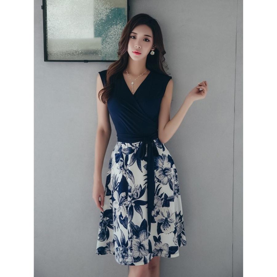 ドレスワンピース レディース ノースリーブ カシュクール ワンピース きれいめ 花柄 ボタニカル 30代 40代 50代 ファッション セクシー 上品 Es 3946 Jennie Alice 通販 Yahoo ショッピング