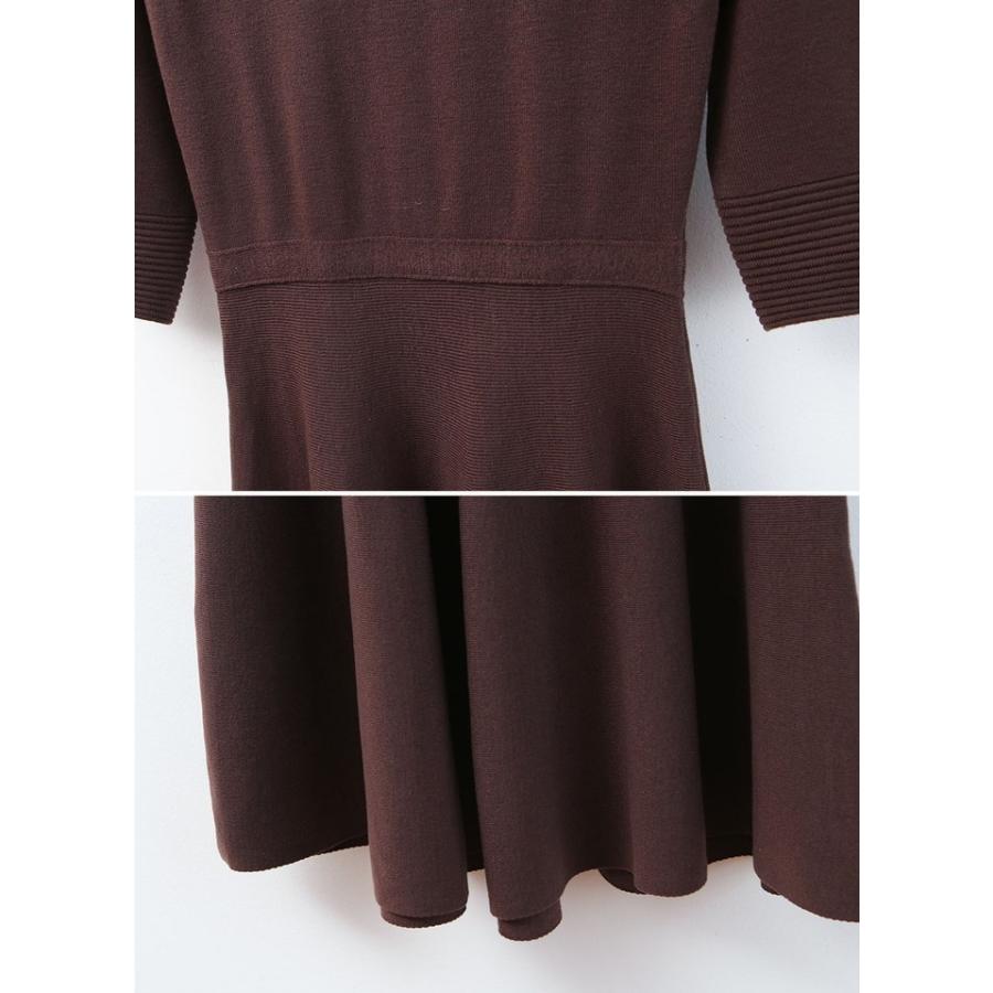 ワンピース レディース 上品 ニット ニットワンピース Aライン 7分袖 きれいめ 30代 40代 ファッション セクシー 高級感 春秋 新作 黒 赤 ベージュ Es 5443 Jennie Alice 通販 Yahoo ショッピング