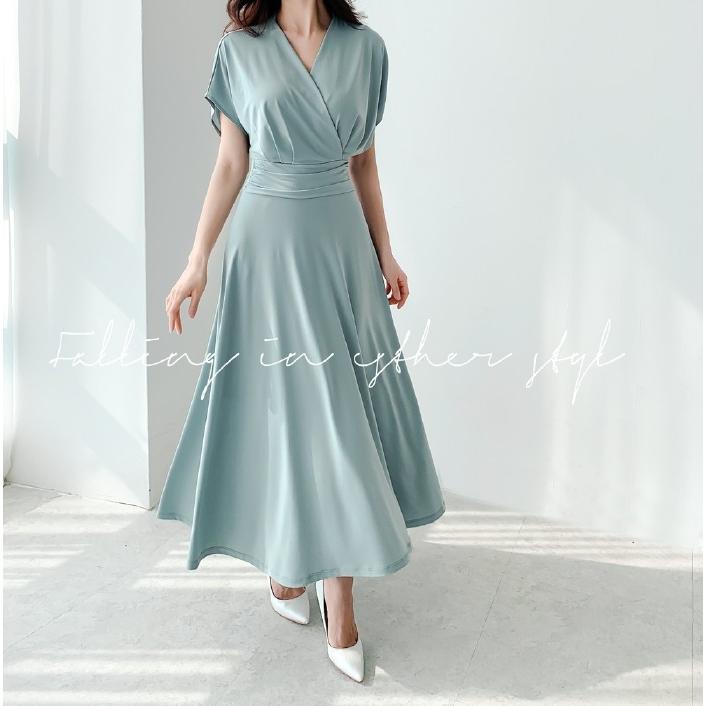 ドレスワンピース レディース 上品 ミント ロング カシュクール フレアー 無地 30代 40代 ファッション セクシードレス 高級感 春夏秋 新作 Es 5787 Jennie Alice 通販 Yahoo ショッピング