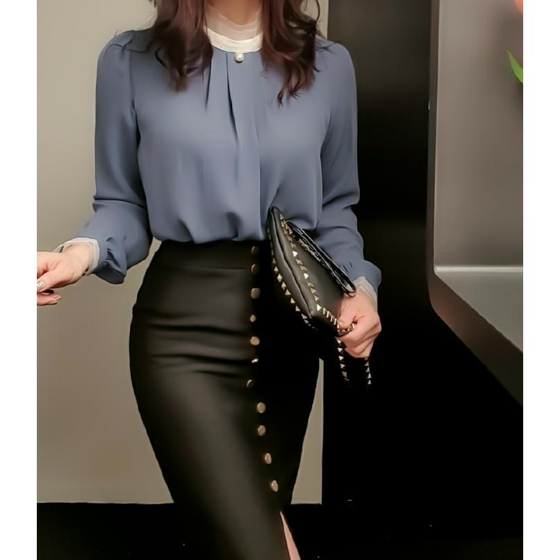 ブラウス レディース 上品 パール装飾 フリル パフ袖 無地 長袖 30代 40代 ファッション エレガント高級感 春秋冬物 新作 Es 6106 Jennie Alice 通販 Yahoo ショッピング