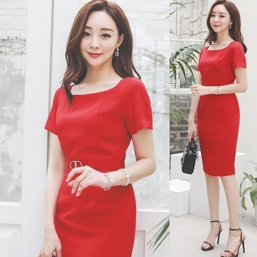 ワンピース レディース 春夏 40代 50代 フォーマル ファッション 女性 上品 赤 半袖 無地 膝丈 きれいめ 通勤 Od Drk355 Jennie Alice 通販 Yahoo ショッピング