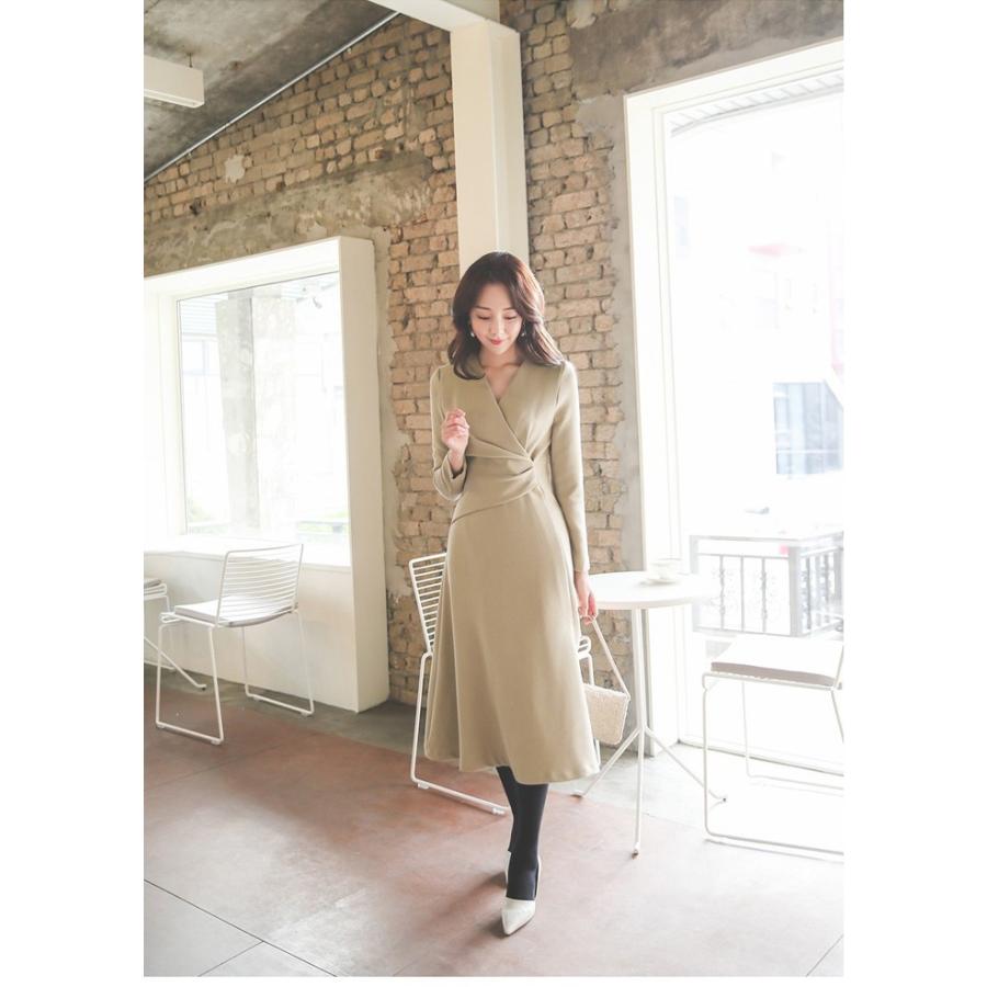 ワンピース レディース 秋 40代 50代 フォーマル ファッション 女性 上品 黒 ベージュ Aラインワンピース 無地 長袖 きれいめ カシュクール Se Ode Drk686 Jennie Alice 通販 Yahoo ショッピング