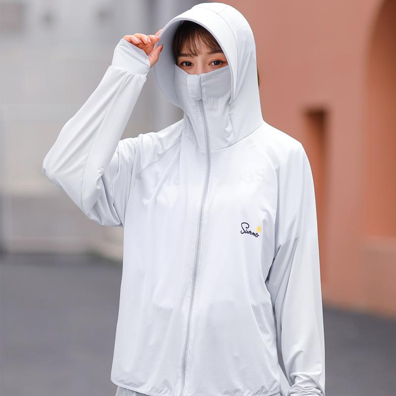 夏 日焼け止め服女性 日除けカバー レディース ネックカバー Uvカット フード付き 接触冷感 紫外線対策 薄手 長袖 通気性 速乾性 お洒落 パーカー 日焼け対策