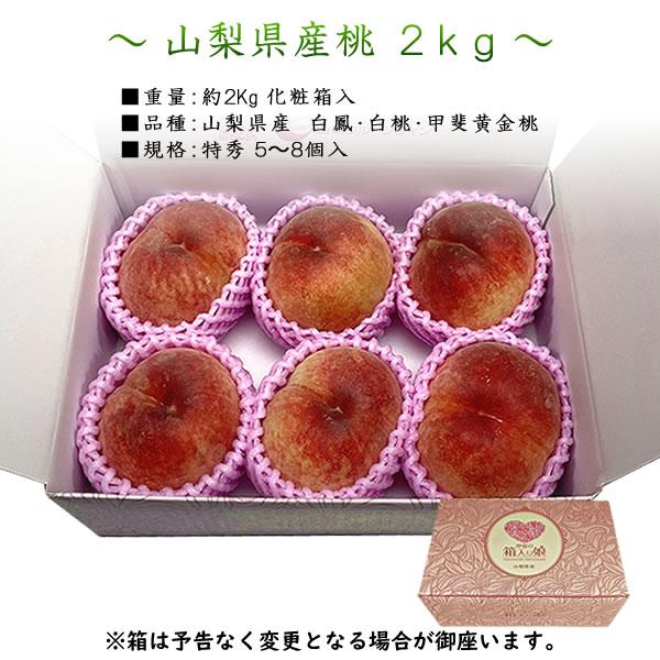 桃 山梨 黄金桃 ギフト 特秀 2kg 5〜8個 お中元 敬老の日 白鳳 白桃