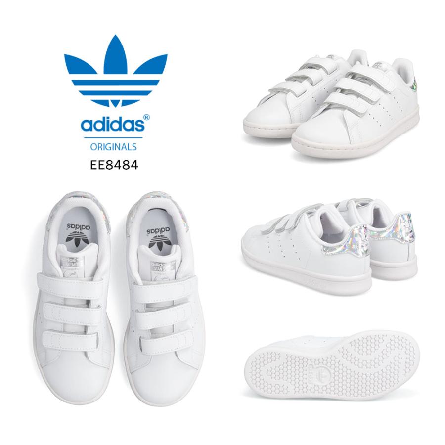 アディダス スタンスミス スニーカー キッズ ジュニア 子ども 面ファスナー 男の子 女の子 ローカット通学 白 ホワイト ADIDAS STAN SMITH CF C EE8484 EG9355 | adidas | 04