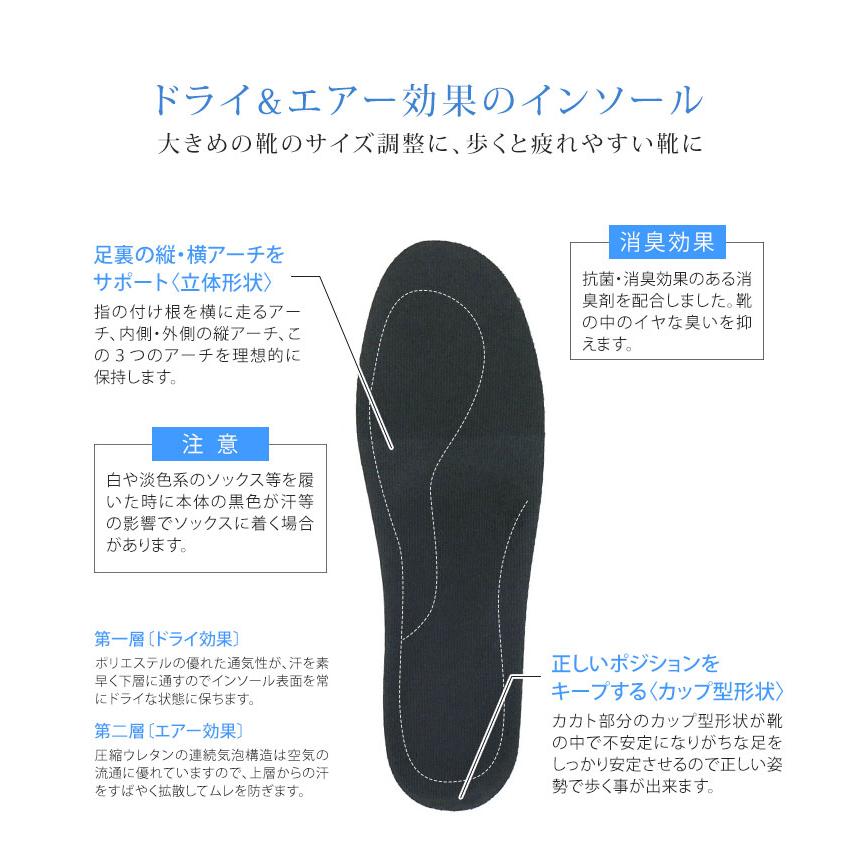 コロンブス インソール メンズ 大きめの靴のサイズ調整 男性用 抗菌 消臭 通気性 靴の臭い対策 クッション ビジネスシューズ スニーカー | COLUMBUS | 02