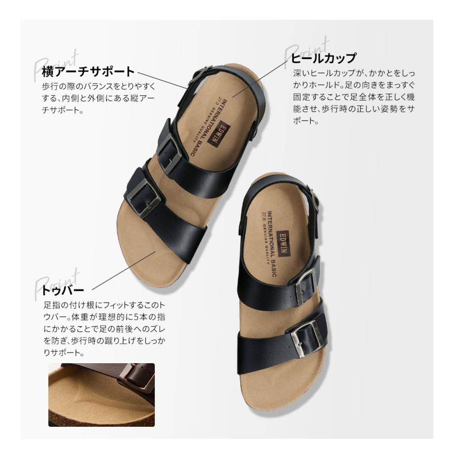 エドウィン コンフォートサンダル メンズ バックストラップ サンダル カジュアル アメカジ 幅広 疲れにくい ブラック ダークブラウン ネイビー ホワイト 1002 | EDWIN | 10