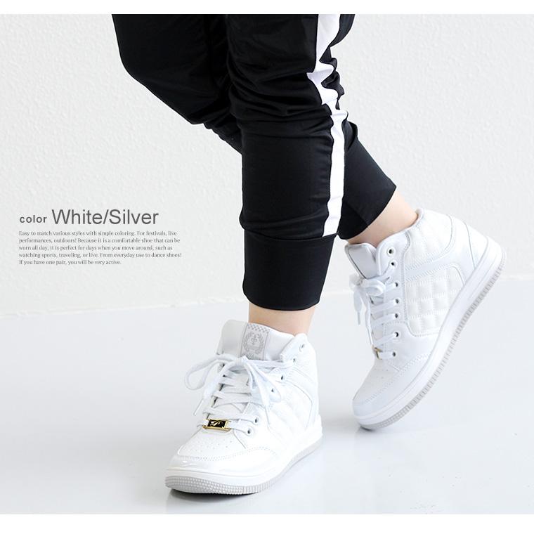 ダンス スニーカー レディース ハイカット 人気 黒 白 軽量 キルティング ハイカットスニーカー 靴 ダンスシューズ ダンススニーカー 通学 学生 ヒップホップ | ブランド登録なし | 11