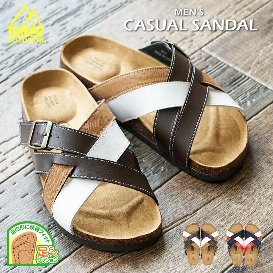 サンダル メンズ おしゃれ 痛くない フットベッド カジュアル 通気性 メンズサンダル レジャー アウトドア 白 ホワイト ブラウン ネイビー トリコロール 43 Tex 43 Jerico Yahoo 店 通販 Yahoo ショッピング