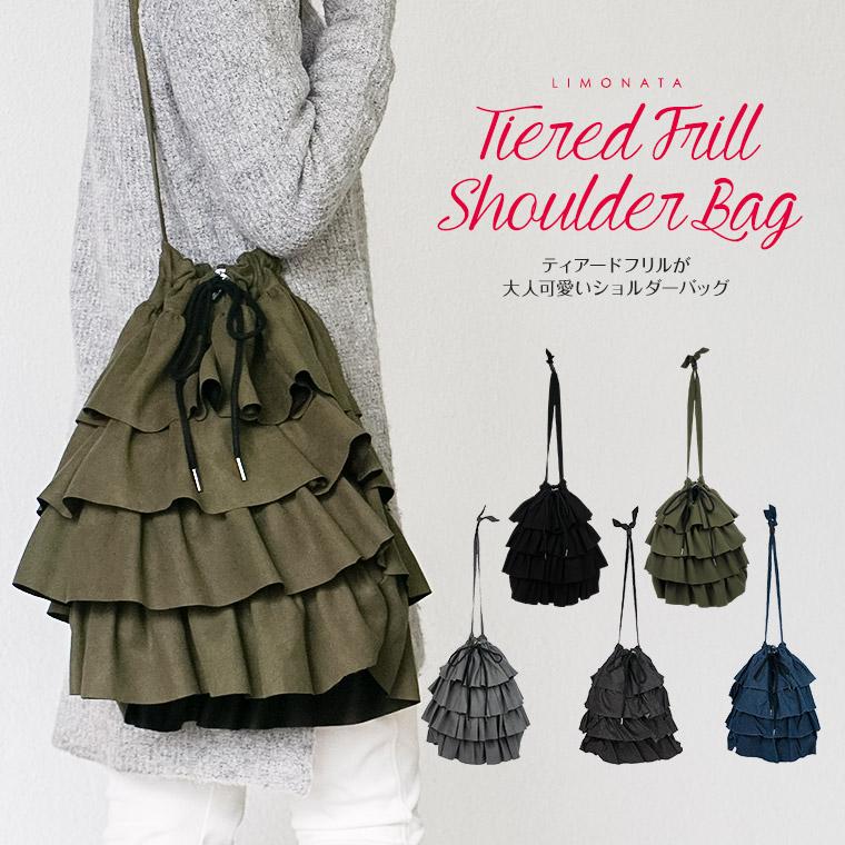 ティアードフリル ショルダーバッグ レディース 巾着 ピーチスキン デニム 無地 Zib0 Zib0 Jerico Yahoo 店 通販 Yahoo ショッピング