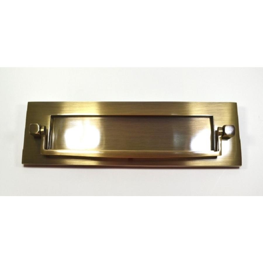 真鍮製 ノッカー付ポスト口 郵便受け口 ドアノッカー アンティーク金具