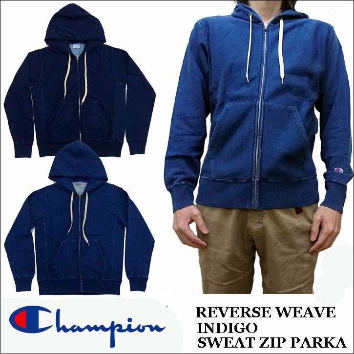 Champion チャンピオン リバースウィーブ　インディゴ　スウェット ジップアップパーカー 10oz　C3-K103｜jerrys