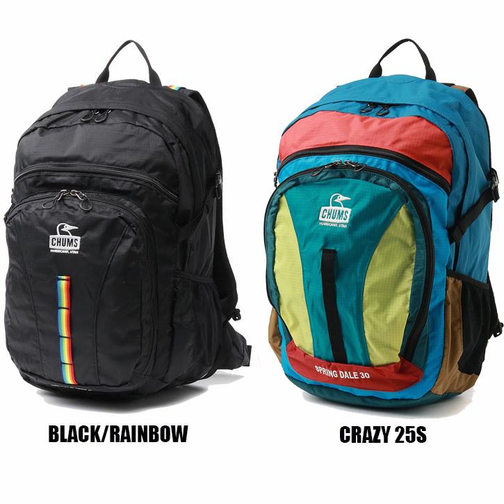チャムス CHUMS バックパック メンズ レディース スプリングデール30 CH60-3998-BLACK/RAINBOW CHUMS（チャムス） CHUMS SPRING DALE 30 CH60-3998 リュック : JERRYS