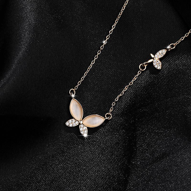 ネックレス レディース お洒落 可愛い 蝶々 シルバー S925純銀チェーン