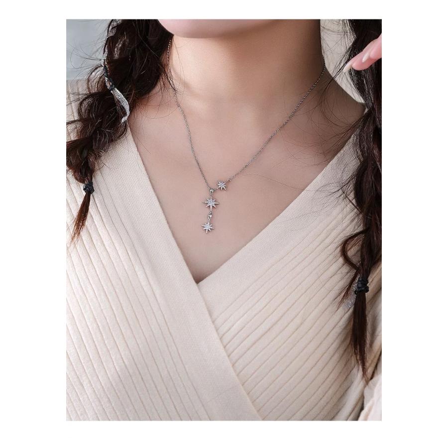 ネックレス レディース シルバー S925純銀チェーン 八芒星 開運 人気