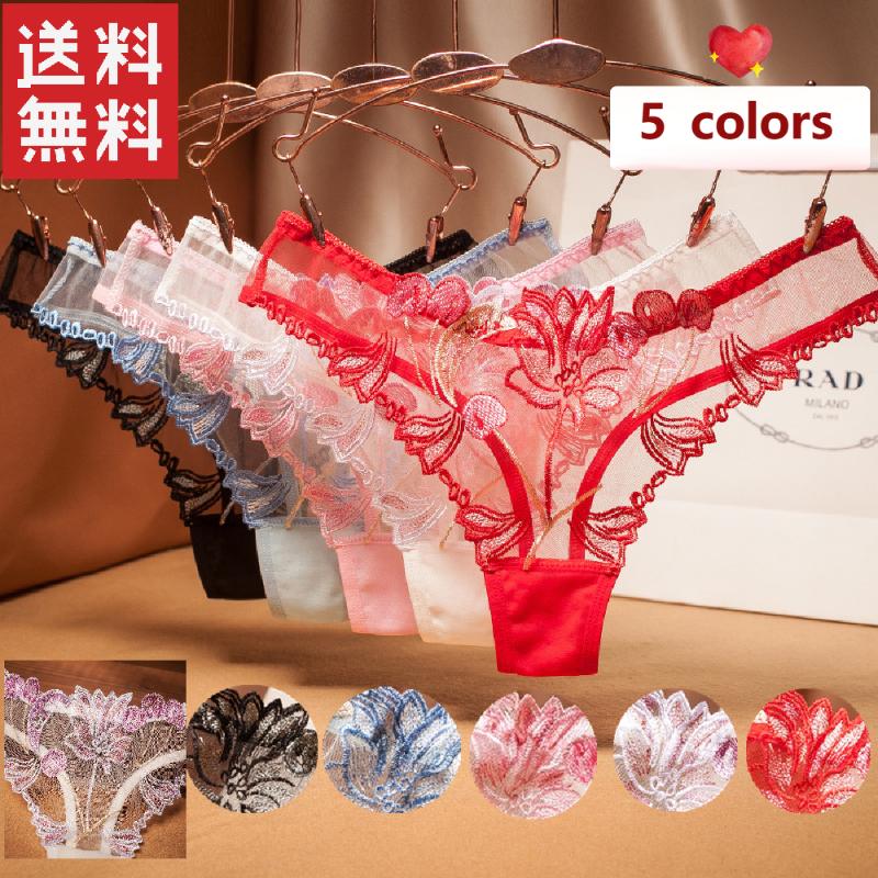 Tバックショーツ シースルー 花の刺繍 セクシーランジェリー セクシー