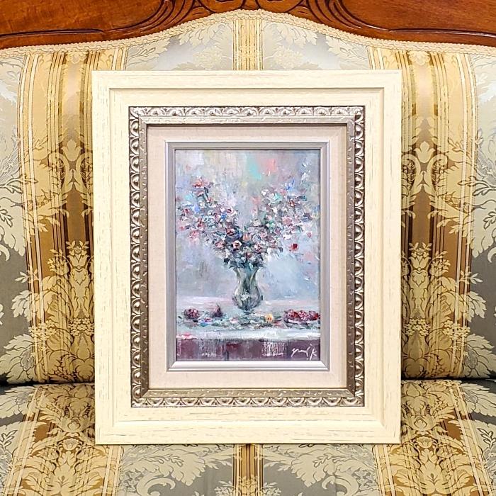 a bell」　油彩画　油絵　原画　SM　お部屋に飾る絵　額縁付き　Yumi Kohnoura　神之浦由美　花の絵画 【武村】