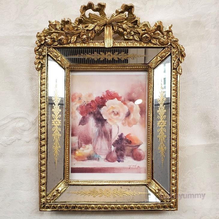花のワルツ Yumi Kohnoura作 オリジナル アートフレーム プチ絵画 ポストカード 花 薔薇 静物画 ミラー 額縁 写真たて 卓上 Vasenoir Jesus Yummy 通販 Yahoo ショッピング
